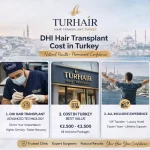 Turhair DHI hair transplant cost in Turkey €2500 €3500 all inclusive doctor performed hair transplant Istanbul