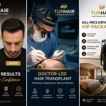 Hair transplant Turkey before after results doctor led procedure VIP package TURHAIR