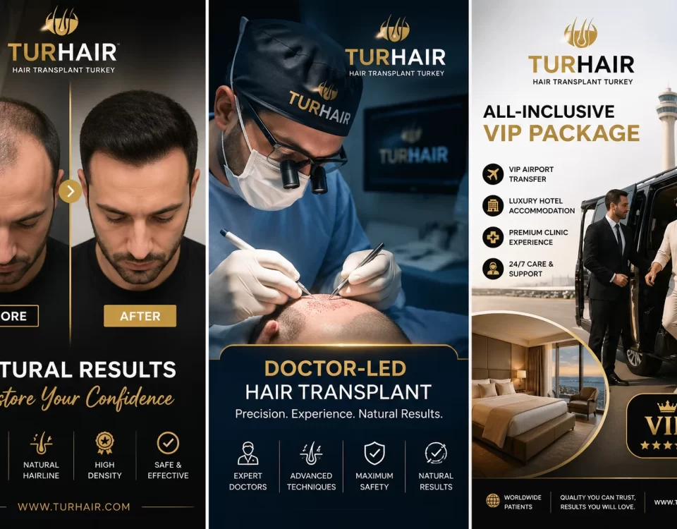Hair transplant Turkey before after results doctor led procedure VIP package TURHAIR