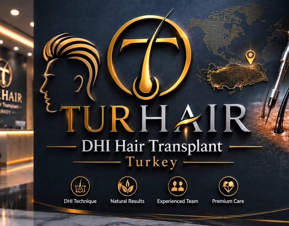 TurHair DHI Hair Transplant Turkey logo with premium hair restoration branding and advanced DHI hair transplant technology in Istanbul, Turkey.