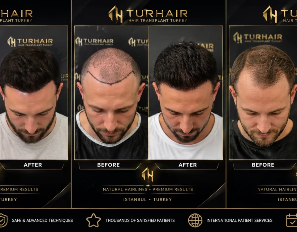 Turkey hair transplant reviews before and after results at TurHair Istanbul showcasing natural hairline restoration and high-density hair transplant outcomes.
