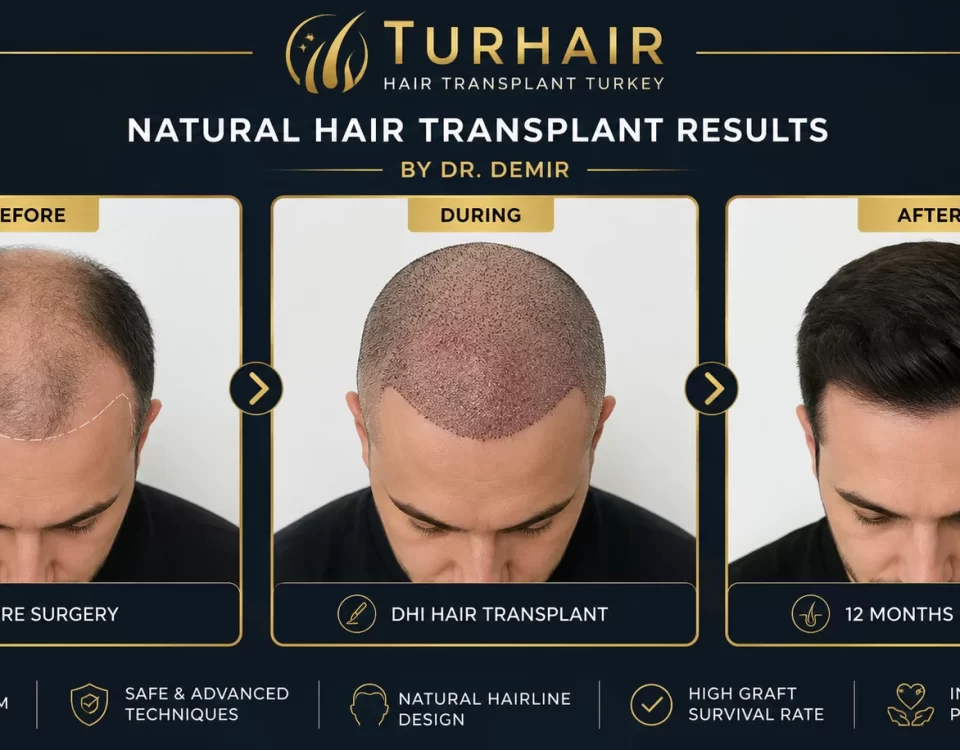Hair transplant success rate in Turkey before and after results by Dr Demir at TurHair Clinic Istanbul
