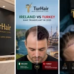 Hair Transplant in Ireland vs Turkey (2026) comparison showing TurHair's doctor-led FUE hair transplant, natural hairline design, affordable prices and all-inclusive packages in Istanbul, Turkey.