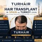 Hair Transplant in Spain vs Turkey (2026) comparison by TurHair Clinic showing cost, quality, surgeon experience, and before-and-after hair restoration results.