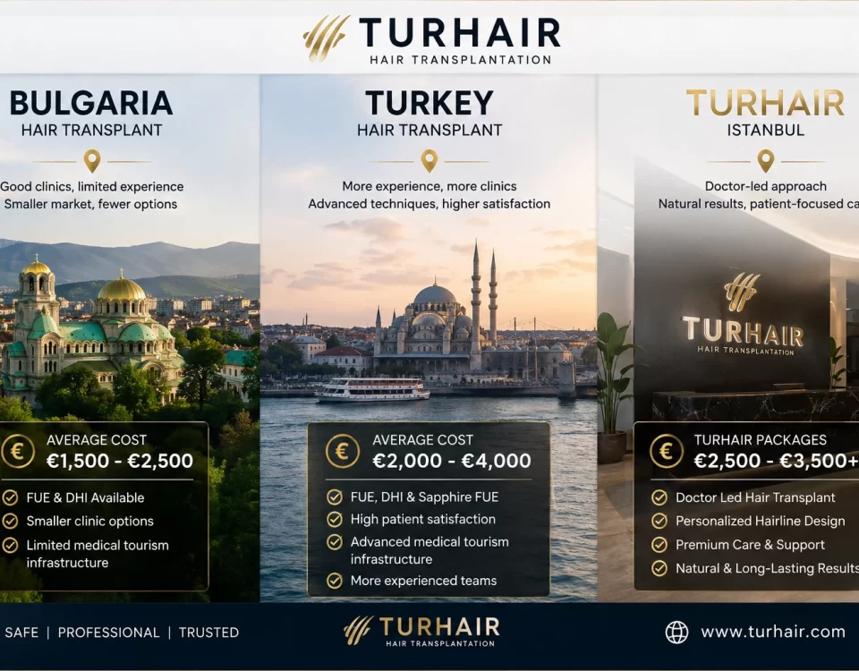 Hair transplant in Bulgaria vs Turkey 2026 comparison with TurHair Istanbul
