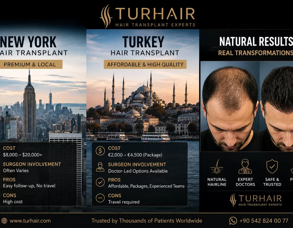 Hair Transplant in New York vs Turkey 2026 cost and treatment comparison by TurHair