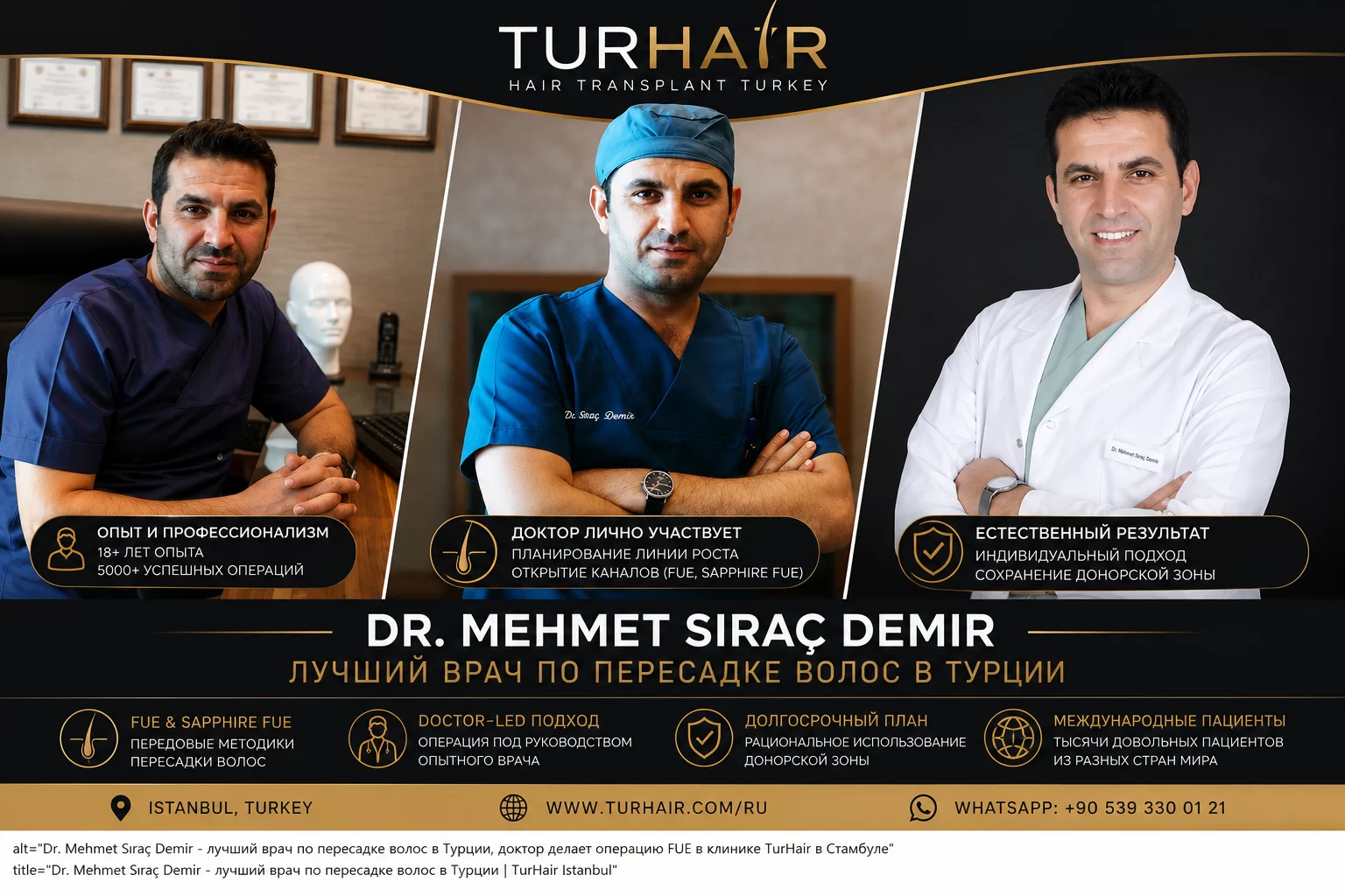 Dr. Mehmet Sıraç Demir — врач по пересадке волос в Турции, TurHair Istanbul