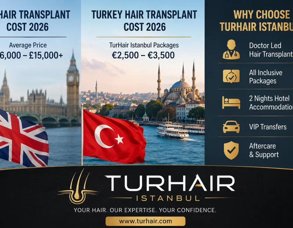 Turkey hair transplant cost vs UK 2026 comparison – TurHair Istanbul packages and prices