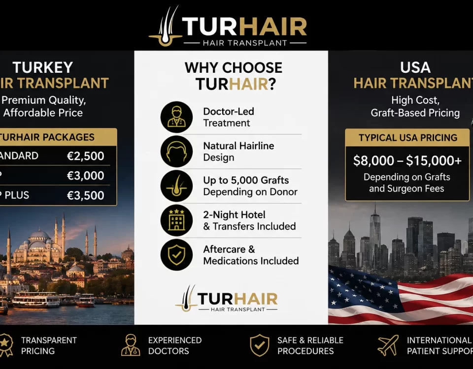 Turkey hair transplant cost vs USA 2026 comparison – TurHair Istanbul