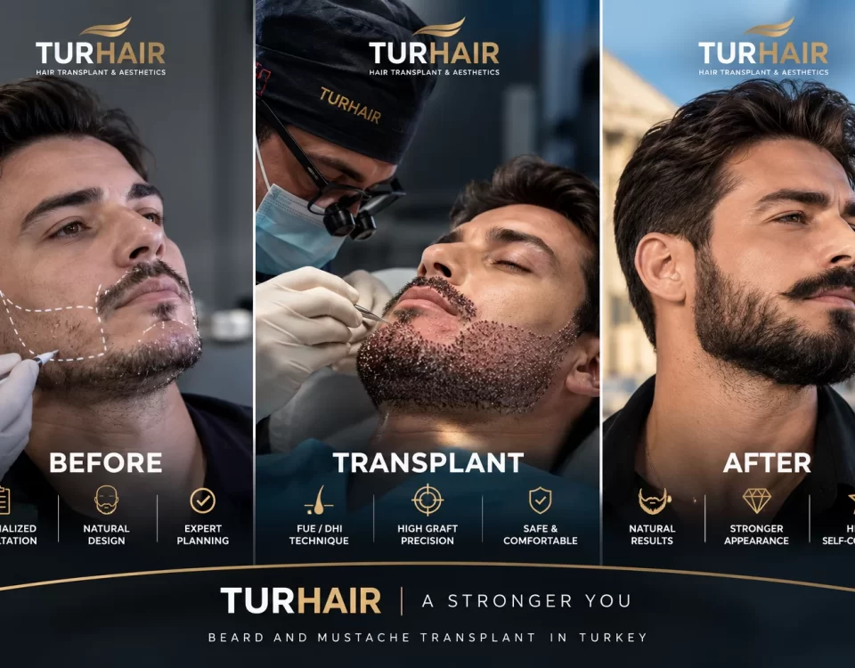 Beard and mustache transplant in Turkey at TURHAIR – before, transplant procedure and natural after result